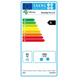 Ventalp Pro 2.5 központi hővisszanyerős szellőztető készülék (250m3/h)