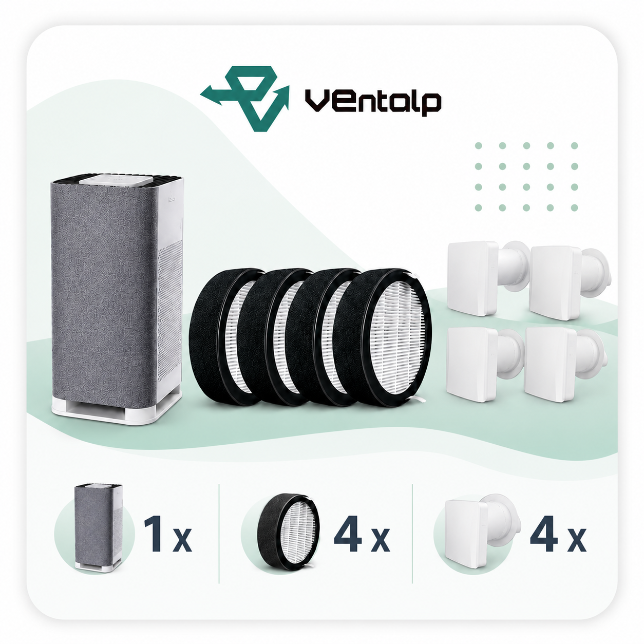 Ventalp Single Room x4 +F7 szűrő x4 +Pure Air x1